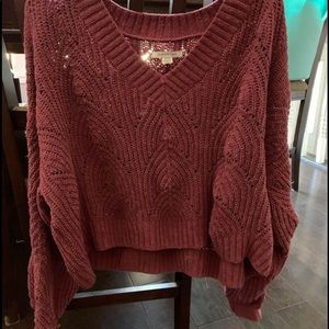 maroon cropped sweater
